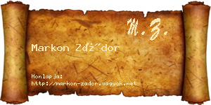 Markon Zádor névjegykártya